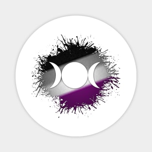 Paint Splatter Asexual Pride Flag Triple Goddess Moon Symbol Magnet